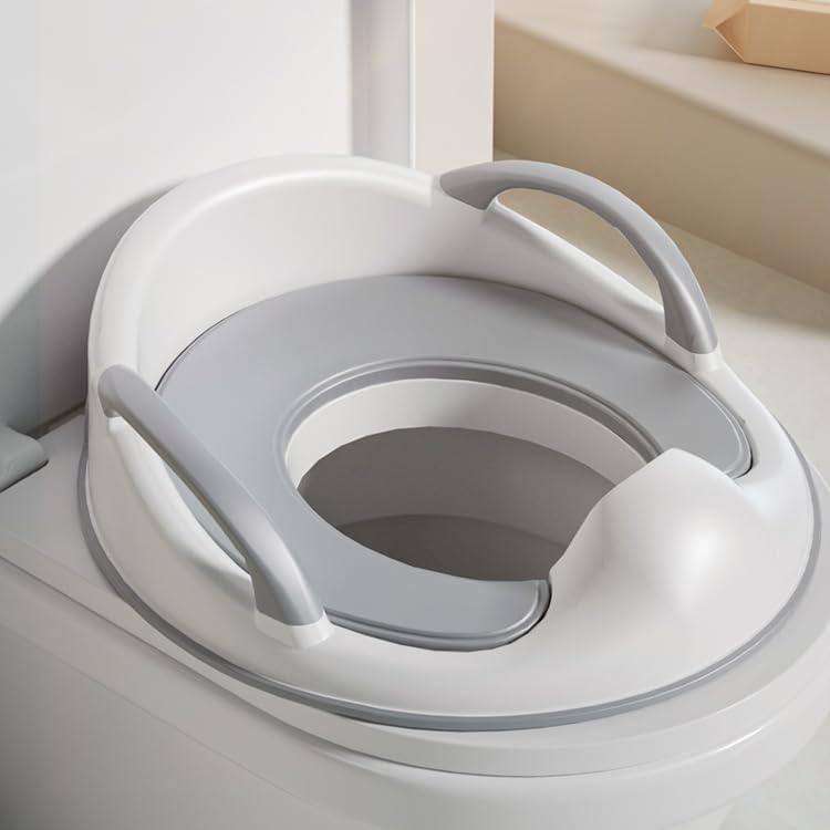 image:imagePandaEar Baby Toddler Potty Training Toilet Seat for Boys and Girls with Handles Child Kids Potty Seat Toilet Seat Attachment Safe Urine Guard NonSlip Rubber Rim Fits Round amp Oval Toilets