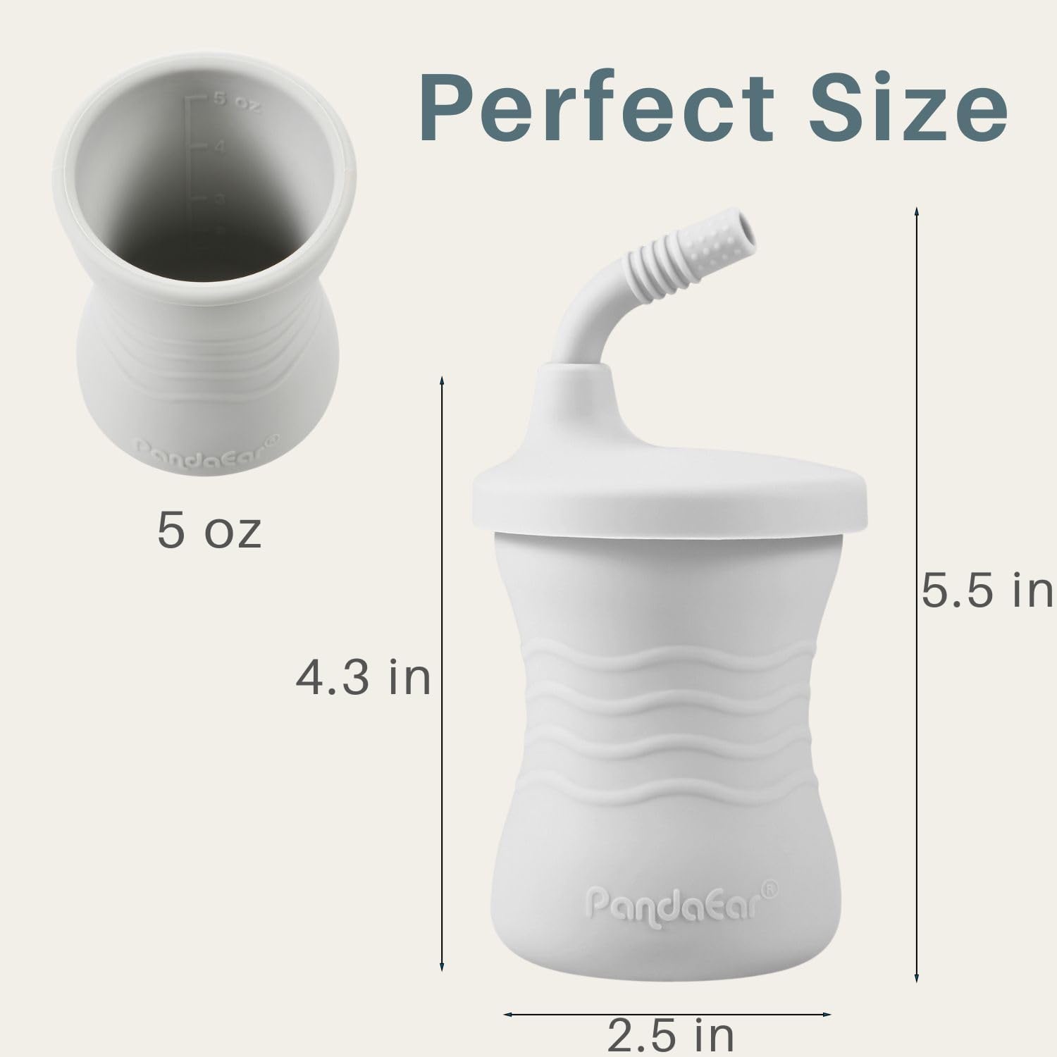 image:imagePandaEar Silicone Training Cup 3 Pack Baby Drinking Sippy Cups with Straw for Baby and Toddler 6 Months BrownPinkGrayBrownPinkGray