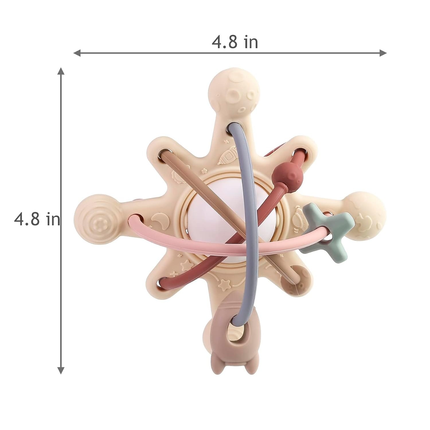 image:imagePandaEar Space Planet Baby Sensory Teether Toy Manhattan Rattle Ball for 06 612 Months Food Grade Freezer Safe Silicone Montessori Infant Learning Grasping Toy for Gums Relief amp Motor Skills