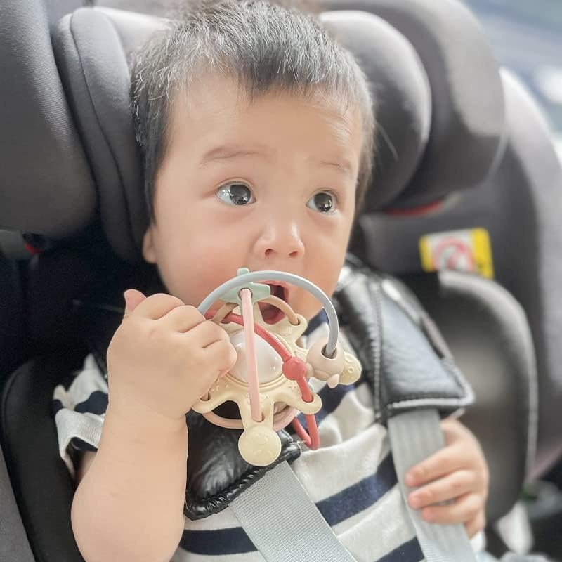 image:imagePandaEar Space Planet Baby Sensory Teether Toy Manhattan Rattle Ball for 06 612 Months Food Grade Freezer Safe Silicone Montessori Infant Learning Grasping Toy for Gums Relief amp Motor Skills