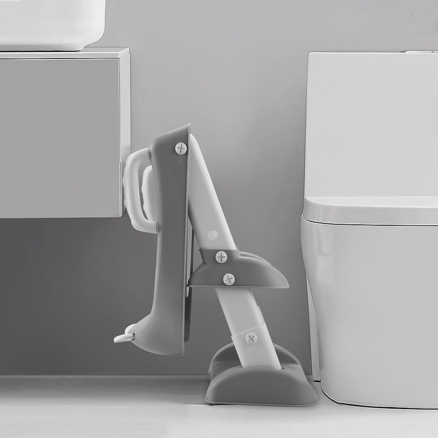 image:imagePandaEar Toilet Potty Training Seat with Step Stool Ladder Comfortable Safe Potty Seat with AntiSlip Pads Ladder for Kids Boys Girls Toddlers GreyGray