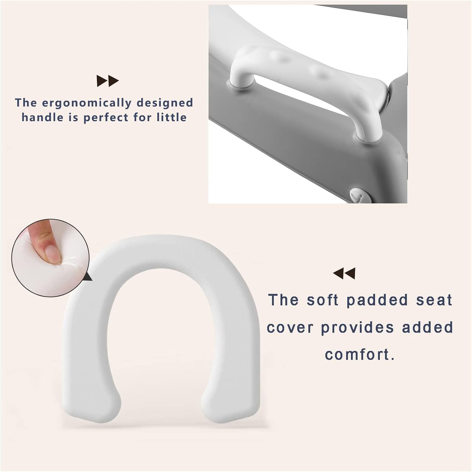 image:imagePandaEar Toilet Potty Training Seat with Step Stool Ladder Comfortable Safe Potty Seat with AntiSlip Pads Ladder for Kids Boys Girls Toddlers GreyGray