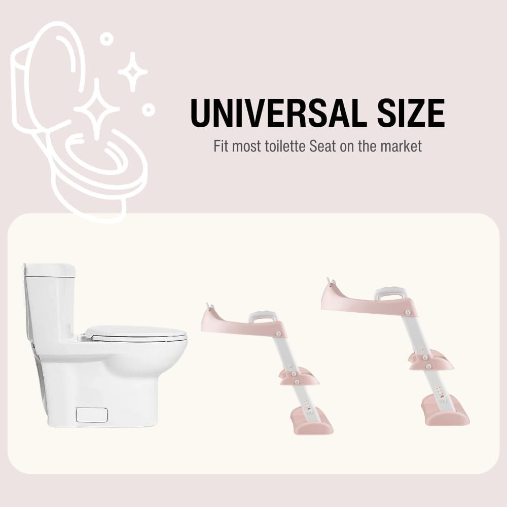 image:imagePandaEar Toilet Potty Training Seat with Step Stool Ladder Comfortable Safe Potty Seat with AntiSlip Pads Ladder for Kids Boys Girls Toddlers GreyPink