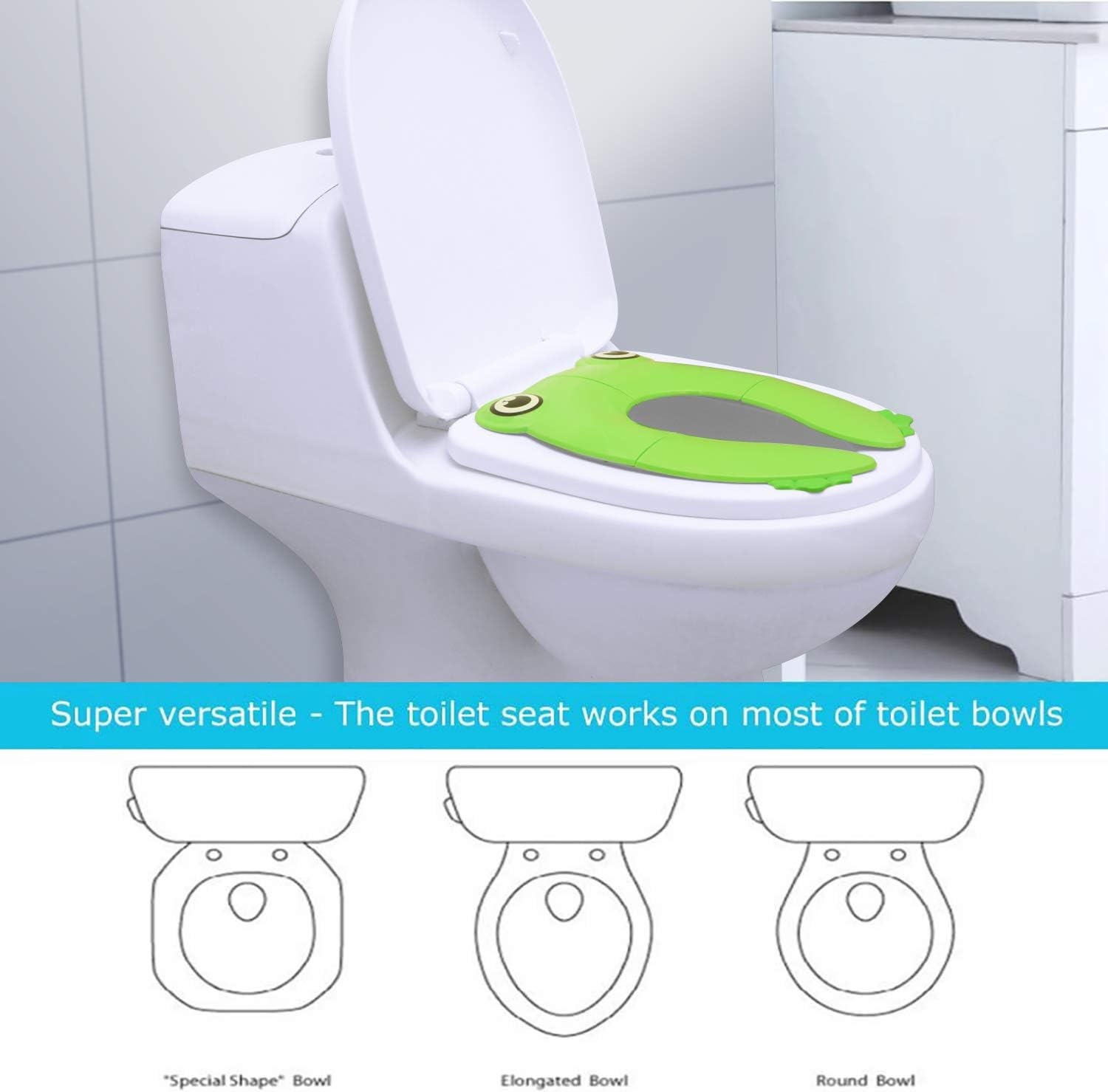 image:imagePandaEar Toilet Seat Cover Folding Travel Toilet Seat for Children and Potty Training Portable Silicone Toilet Seat for Toddlers Boys amp Girls with NonSlip Silicone Pads PandaGreen
