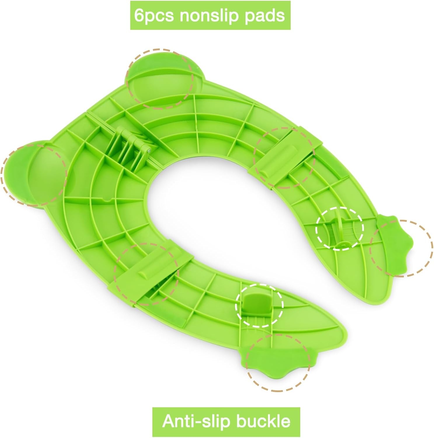 image:imagePandaEar Toilet Seat Cover Folding Travel Toilet Seat for Children and Potty Training Portable Silicone Toilet Seat for Toddlers Boys amp Girls with NonSlip Silicone Pads PandaGreen