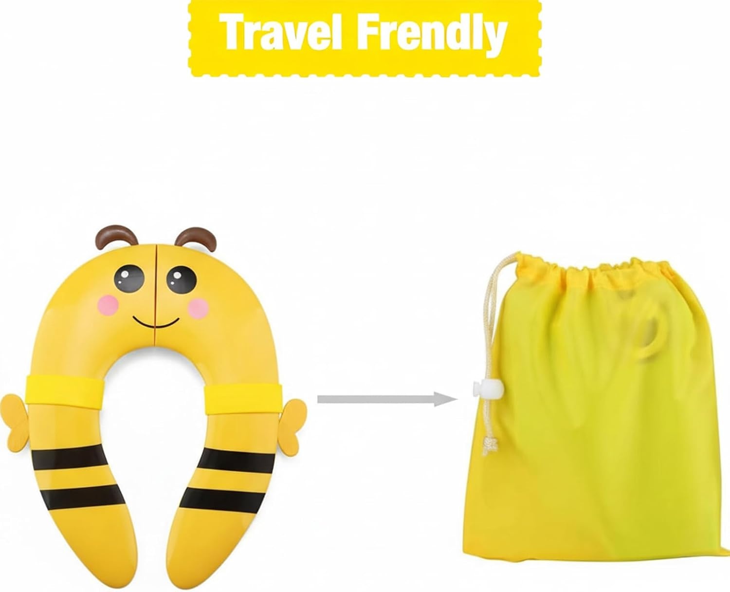 image:imagePandaEar Toilet Seat Cover Folding Travel Toilet Seat for Children and Potty Training Portable Silicone Toilet Seat for Toddlers Boys amp Girls with NonSlip Silicone Pads PandaYellow
