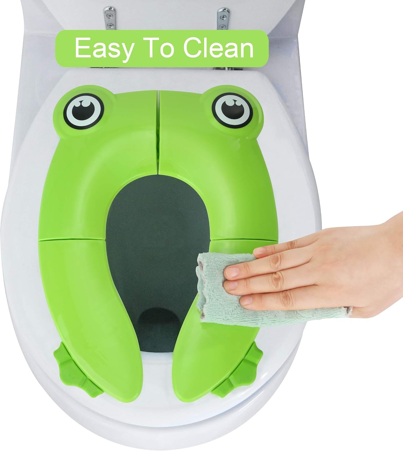 image:imagePandaEar Toilet Seat Cover Folding Travel Toilet Seat for Children and Potty Training Portable Silicone Toilet Seat for Toddlers Boys amp Girls with NonSlip Silicone Pads PandaGreen