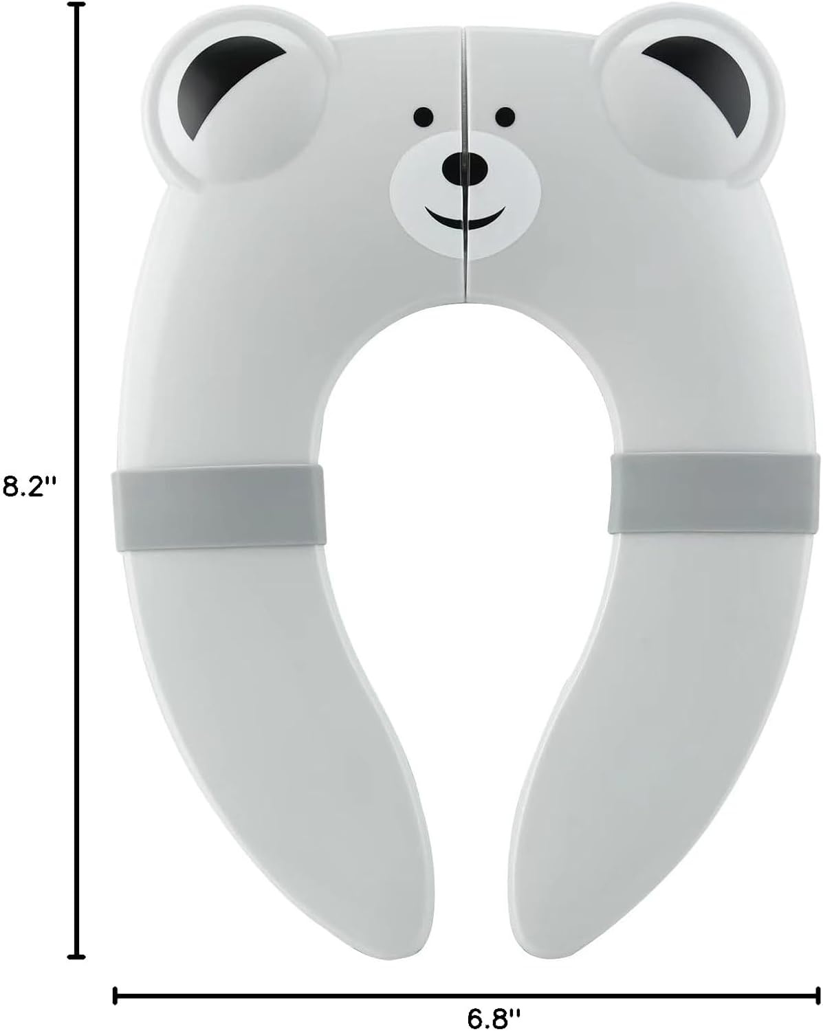 image:imagePandaEar Toilet Seat Cover Folding Travel Toilet Seat for Children and Potty Training Portable Silicone Toilet Seat for Toddlers Boys amp Girls with NonSlip Silicone Pads PandaGray