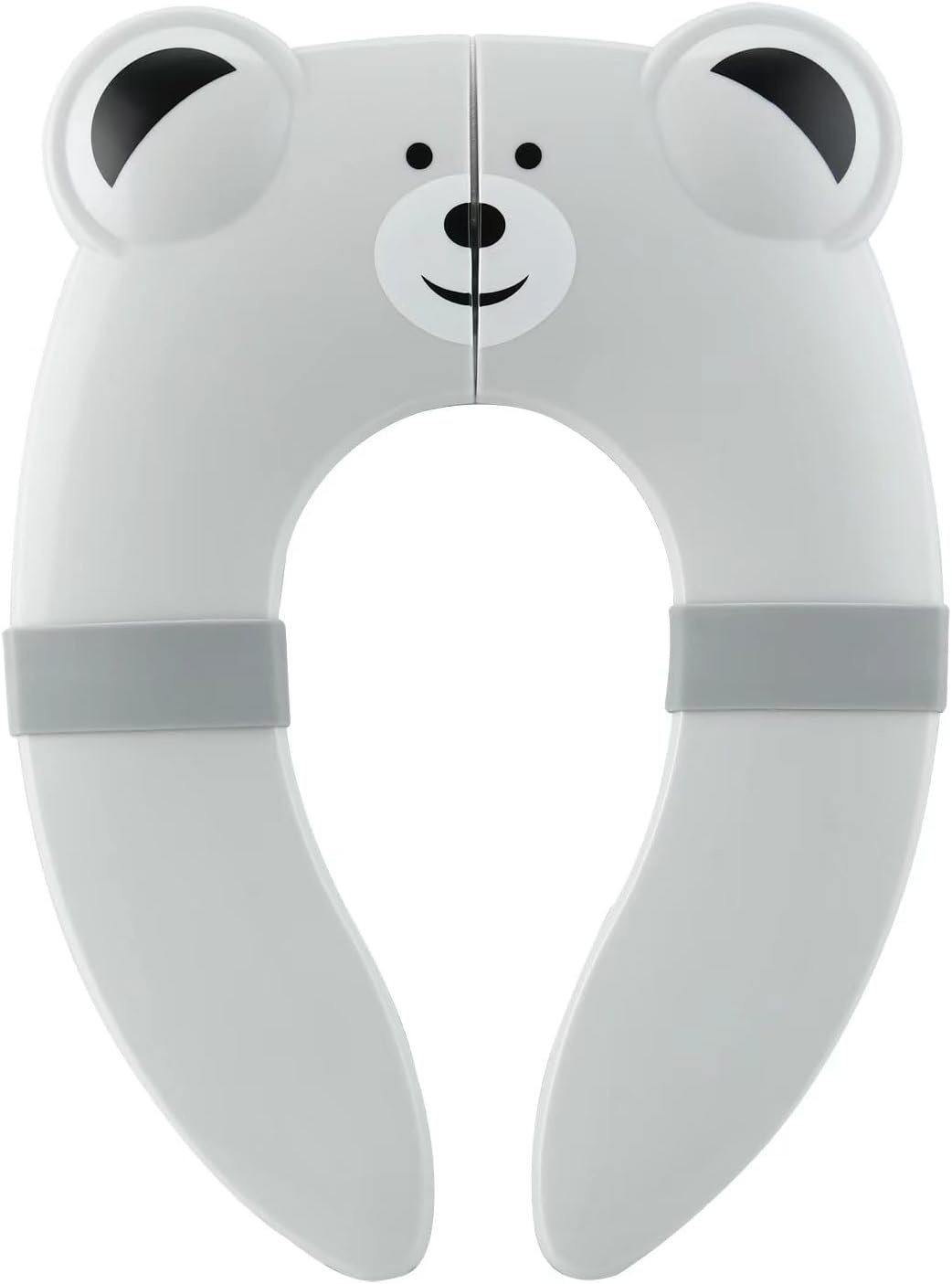 image:imagePandaEar Toilet Seat Cover Folding Travel Toilet Seat for Children and Potty Training Portable Silicone Toilet Seat for Toddlers Boys amp Girls with NonSlip Silicone Pads PandaGray