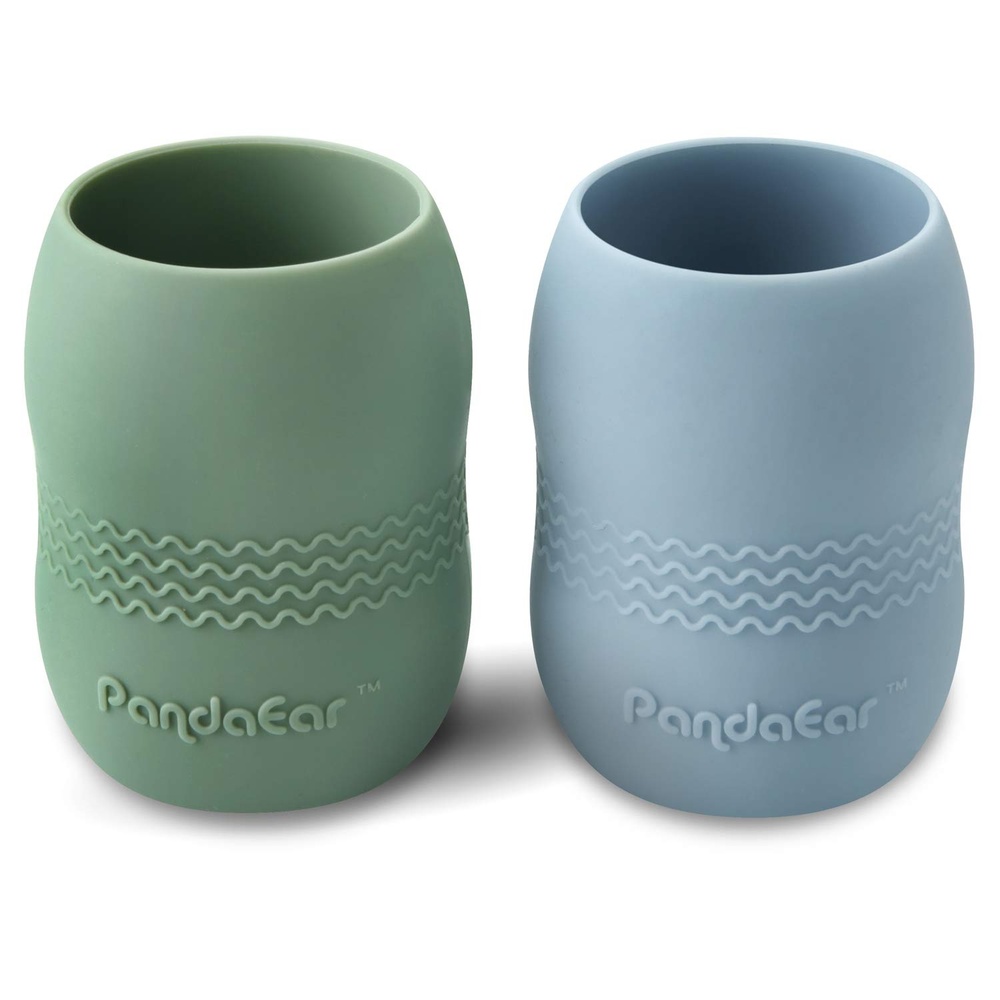 image:imagePandaEar 2 Pack100 Tiny Silicone Drinking Training Cup for Baby and Toddler 35oz BlueGreenBlueGreen