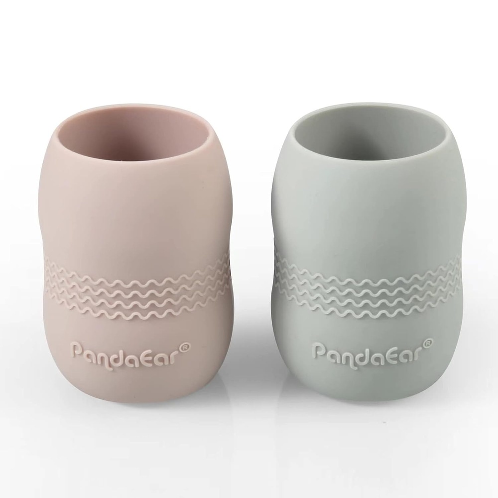 image:imagePandaEar 2 Pack100 Tiny Silicone Drinking Training Cup for Baby and Toddler 35oz BlueGreenPinkGrey