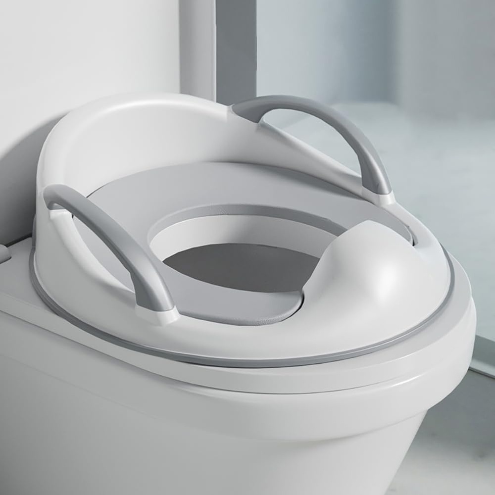 image:imagePandaEar Baby Toddler Potty Training Toilet Seat for Boys and Girls with Handles Child Kids Potty Seat Toilet Seat Attachment Safe Urine Guard NonSlip Rubber Rim Fits Round amp Oval Toilets