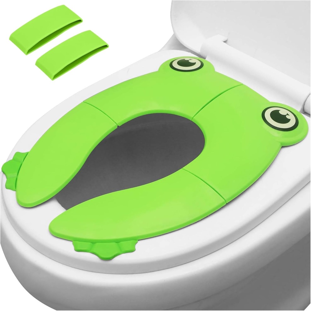 image:imagePandaEar Toilet Seat Cover  Folding Travel Toilet Seat for Children and Potty Training  Portable Silicone Toilet Seat for Toddlers Boys amp Girls with NonSlip Silicone Pads PandaGreen