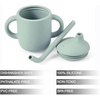 PandaEar 2 Pack 100% Tiny Silicone Drinking Training Cup with Handles & Straw for Baby and Toddler (Pink Green)(Pink Green)