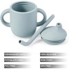 PandaEar 2 Pack 100% Tiny Silicone Drinking Training Cup with Handles & Straw for Baby and Toddler (Pink Green)(White Blue)