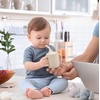 PandaEar 2 Pack 100% Tiny Silicone Drinking Training Cup with Handles & Straw for Baby and Toddler (Pink Green)(White Blue)