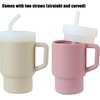 PandaEar 2 Pack Kids Tumbler Silicone Toddler Cup with Straw and Handle, 9.5oz Spill-Proof Training Cup for Baby, BPA-Free, Easy to Clean -Grey/Pink