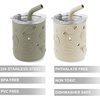 PandaEar 2 Pack Stainless Steel Cups with Lids & Silicone Sleeves | 8.8 oz Spill Proof Sippy Cups with Straw Stopper & Teething-Friendly Straws for Kids Children Ages 3+ (Beige & Khaki)(Beige & Khaki)