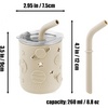 PandaEar 2 Pack Stainless Steel Cups with Lids & Silicone Sleeves | 8.8 oz Spill Proof Sippy Cups with Straw Stopper & Teething-Friendly Straws for Kids Children Ages 3+ (Beige & Khaki)(Beige & Pink)
