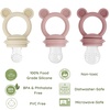 PandaEar 3 Pack Baby Fruit & Food Feeder Pacifier, Silicone Feeder Pacifier with 3 Sizes Pouches for Babies Toddlers Infants Kids, BPA-Free Food Grade Soft Safe (Tan/Grey/Brown)(Pink/Linen)