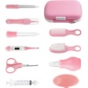 PandaEar Baby Healthcare & Grooming Kit – Baby Safety Set Comb, Brush, Finger Toothbrush, Nail Clippers, Scissors, Nasal Aspirator – Nursery Care Kit (Blue)(12-in-1 Pink)