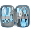 PandaEar Baby Healthcare & Grooming Kit – Baby Safety Set Comb, Brush, Finger Toothbrush, Nail Clippers, Scissors, Nasal Aspirator – Nursery Care Kit (Blue)(Blue)
