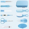 PandaEar Baby Healthcare & Grooming Kit – Baby Safety Set Comb, Brush, Finger Toothbrush, Nail Clippers, Scissors, Nasal Aspirator – Nursery Care Kit (Blue)(Blue)