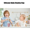 PandaEar Kids Tumbler Silicone Toddler Cup with Straw and Handle, 9.5oz Spill-Proof Training Cup for Baby, BPA-Free, Easy to Clean -Blue (Blue)(Pink)