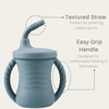 PandaEar Silicone Training Cup, 2 Pack Baby Drinking Sippy Cups with Handles & Straw for Baby and Toddler 6 Months+ (Pink&Grey)(Dark Blue/Light Blue)