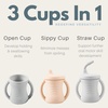 PandaEar Silicone Training Cup, 2 Pack Baby Drinking Sippy Cups with Handles & Straw for Baby and Toddler 6 Months+ (Pink&Grey)(Pink&Grey)