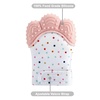 PandaEar Soothing Teething Mitten 2 Pack, Pain Relief, Protection Glove, Stimulating Teether, 0-12 Months (Blue Green)(Orange Pink)