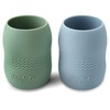 PandaEar 2 Pack100% Tiny Silicone Drinking Training Cup for Baby and Toddler, 3.5oz (Blue/Green)(Blue/Green)