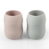 PandaEar 2 Pack100% Tiny Silicone Drinking Training Cup for Baby and Toddler, 3.5oz (Blue/Green)(Pink/Grey)