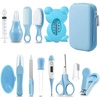 PandaEar Baby Healthcare & Grooming Kit – Baby Safety Set Comb, Brush, Finger Toothbrush, Nail Clippers, Scissors, Nasal Aspirator – Nursery Care Kit (Blue)(13-in-1 Blue)
