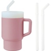 PandaEar Kids Tumbler Silicone Toddler Cup with Straw and Handle, 9.5oz Spill-Proof Training Cup for Baby, BPA-Free, Easy to Clean -Blue (Blue)(Pink)