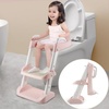 PandaEar Toilet Potty Training Seat with Step Stool Ladder, Comfortable Safe Potty Seat with Anti-Slip Pads Ladder for Kids Boys Girls Toddlers (Grey)(Pink)