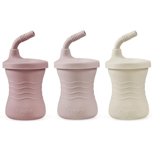PandaEar 3-Pack Silicone Baby Straw Cup, 5oz Sippy Cup for 6 Month Old