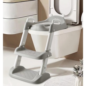 PandaEar Toilet Potty Training Seat with Step Stool Ladder, Comfortable Safe Potty Seat with Anti-Slip Pads Ladder for Kids Boys Girls Toddlers (Grey)(Gray)