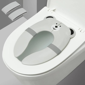 PandaEar Toilet Seat Cover | Folding Travel Toilet Seat for Children and Potty Training | Portable Silicone Toilet Seat for Toddlers, Boys & Girls with Non-Slip Silicone Pads -Panda(Gray)