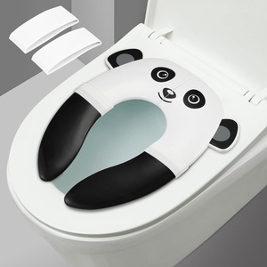 PandaEar Toilet Seat Cover | Folding Travel Toilet Seat for Children and Potty Training | Portable Silicone Toilet Seat for Toddlers, Boys & Girls with Non-Slip Silicone Pads -Panda(White)