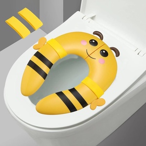 PandaEar Toilet Seat Cover | Folding Travel Toilet Seat for Children and Potty Training | Portable Silicone Toilet Seat for Toddlers, Boys & Girls with Non-Slip Silicone Pads -Panda(Yellow)