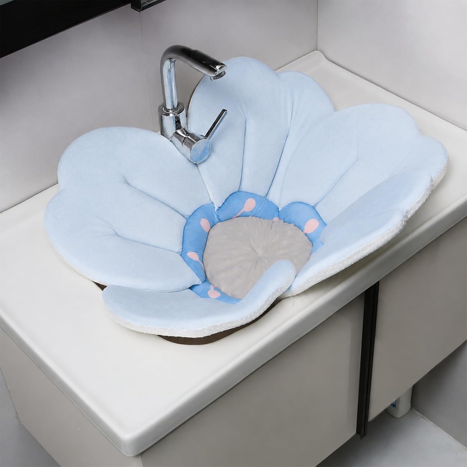image:imagePandaEar Baby Bath Flower for Sink Romantic Cherry Blossom Plush Mat Soft Newborn Insert amp Infant Bathtub Cushion NonSlip QuickDry Support Shower Gift for Girls PinkBliue