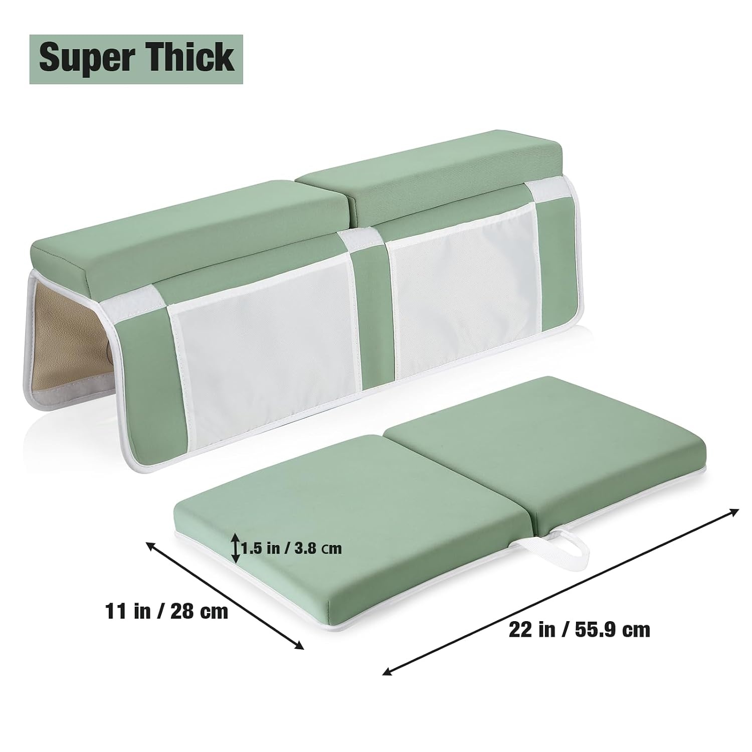 image:imagePandaEar Baby Bath Kneeler amp Elbow Rest Pad Comfortable NonSlip Kneeling Mat Cushion with Toy Organizer Storage Pockets Foldable Foam Mat for Toddler Bathroom Bathing Time GreyGreen