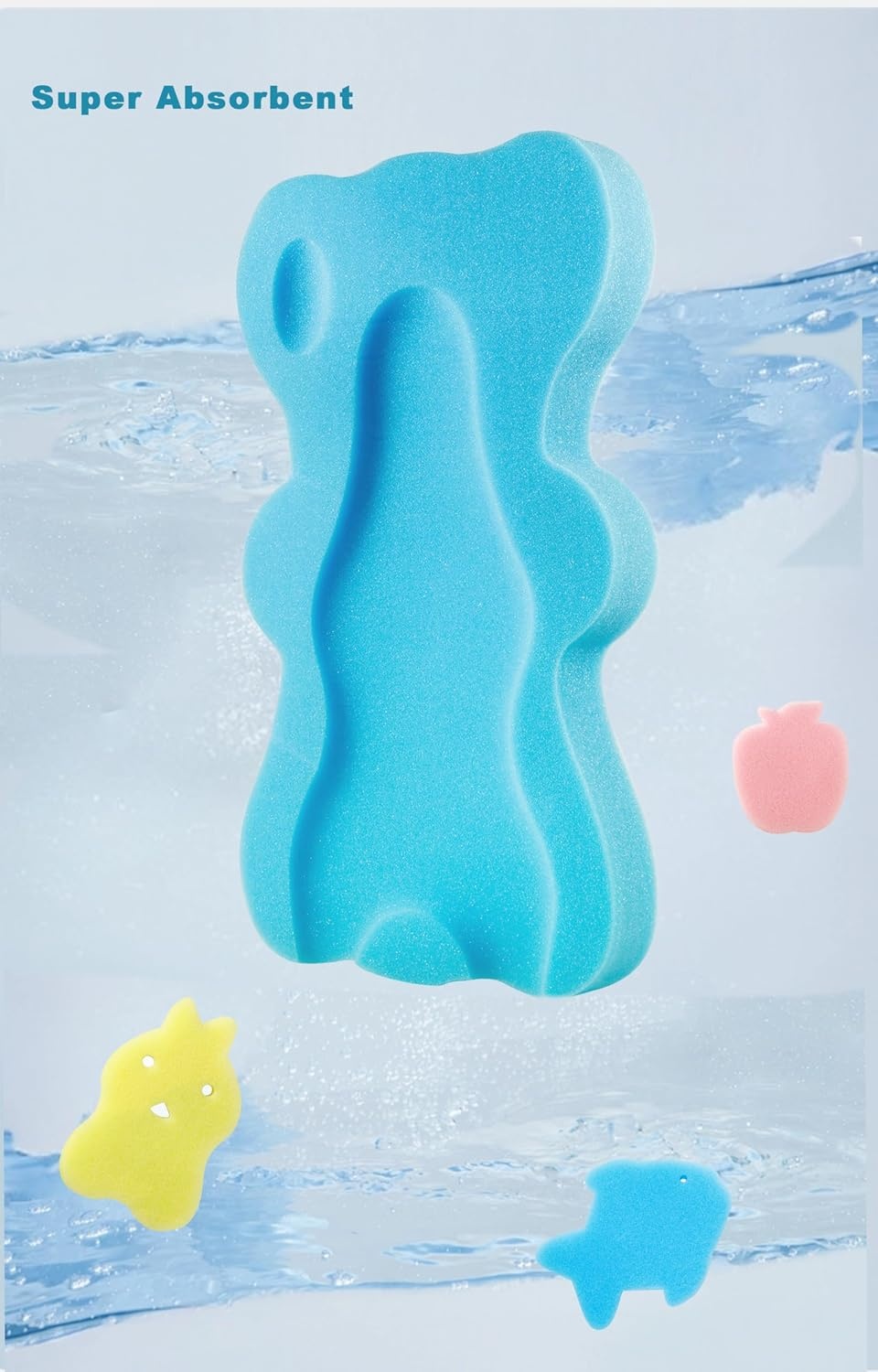 image:imagePandaEar Baby Bath Sponge Infant Soft Sponge Mat Baby Bath Mat Newborn Odor Free Bath Cushion Blue BlueBlue