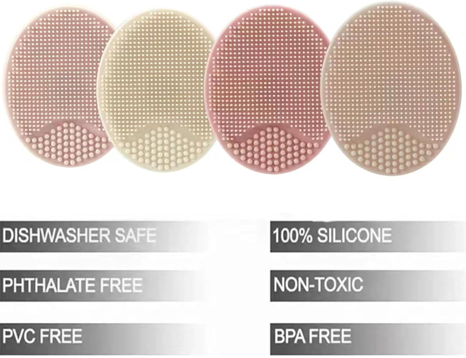 image:imagePandaEar Baby Cradle Cap Brush Silicone Baby Bath Brush Massage Brush Set for Dry Skin Cradle Cap and Eczema 4 Pack BluePink