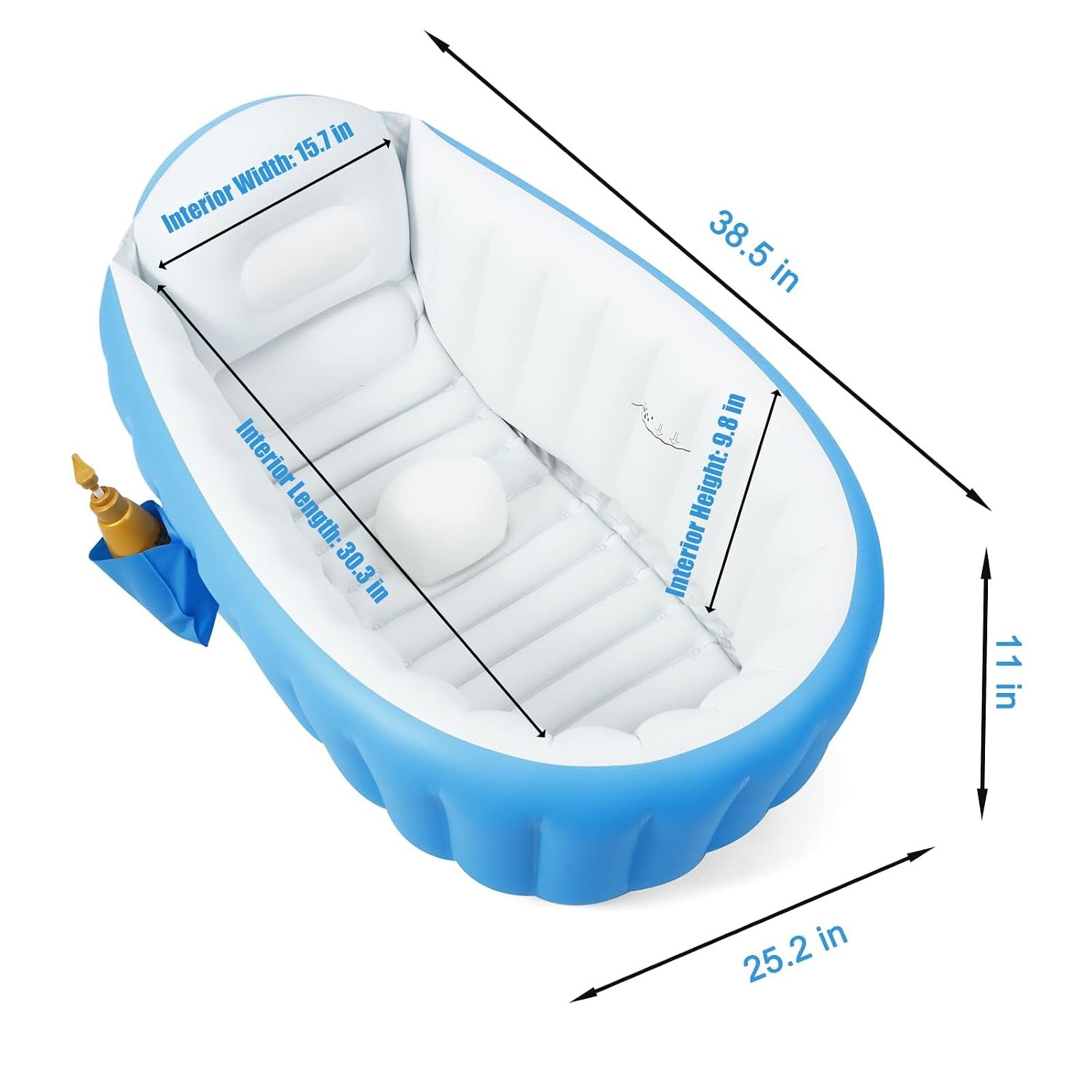image:imagePandaEar Baby Inflatable Bathtub Portable Travel Baby Infant Bath Tub Toddler Bathtub with Air Pump Foldable NonSlip Shower Basin Mini Air Swimming Pool for Newborn BlueBlue