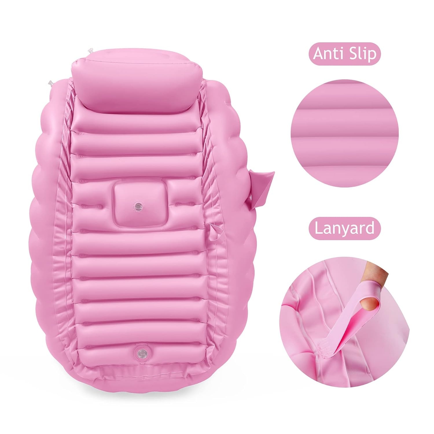 image:imagePandaEar Baby Inflatable Bathtub Portable Travel Baby Infant Bath Tub Toddler Bathtub with Air Pump Foldable NonSlip Shower Basin Mini Air Swimming Pool for Newborn BluePink