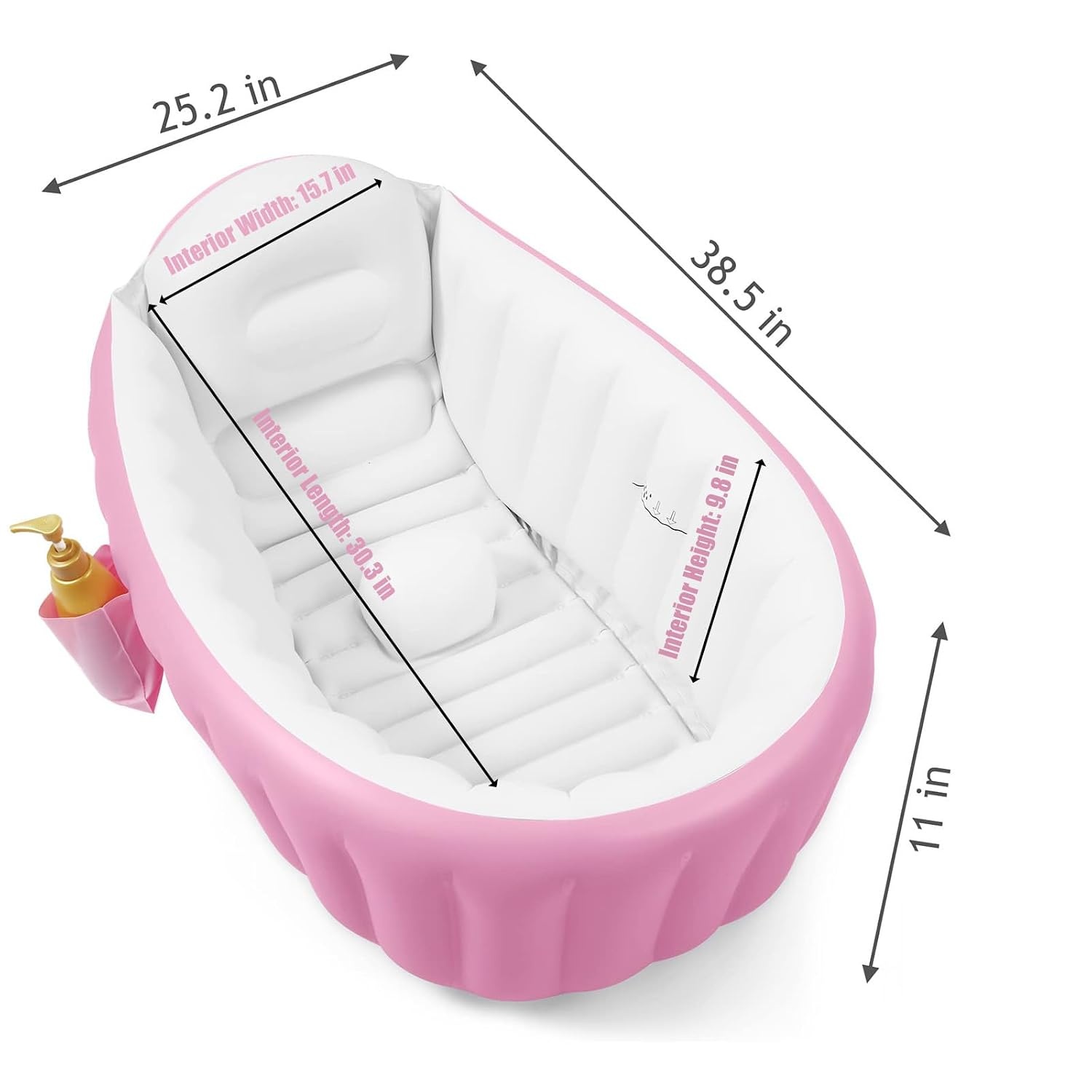 image:imagePandaEar Baby Inflatable Bathtub Portable Travel Baby Infant Bath Tub Toddler Bathtub with Air Pump Foldable NonSlip Shower Basin Mini Air Swimming Pool for Newborn BluePink