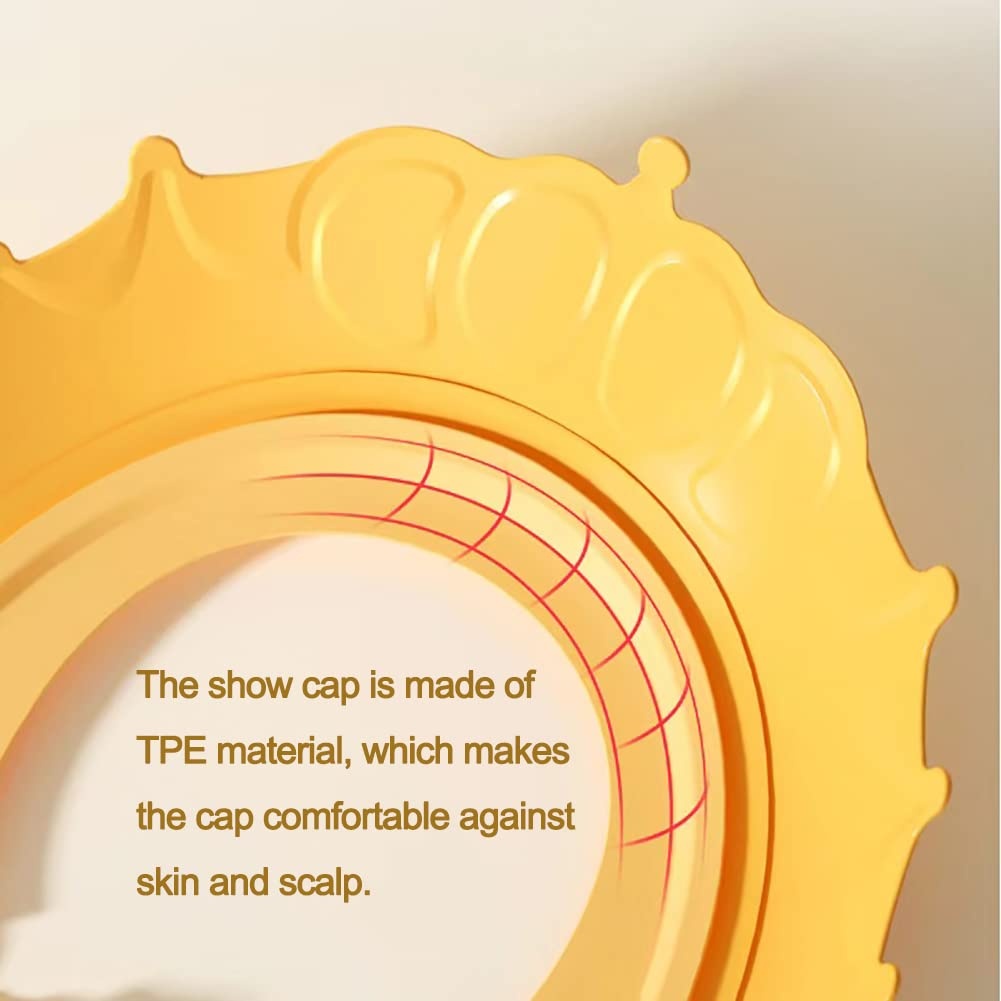image:imagePandaEar Baby Shower Cap Hair Washing Hat 2 Pack Waterproof Adjustable Silicone Bath Hat for Eye and Ear Protection Cute Crown ShapeBlueOrange