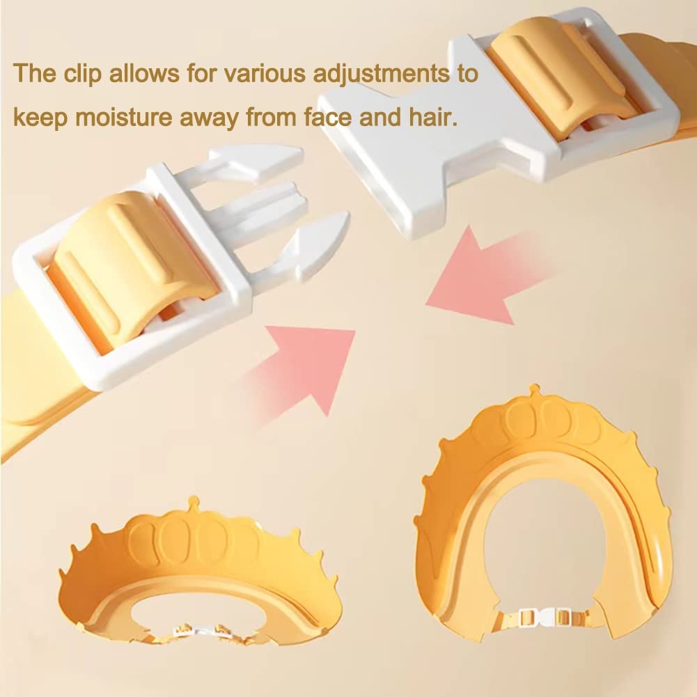 image:imagePandaEar Baby Shower Cap Hair Washing Hat 2 Pack Waterproof Adjustable Silicone Bath Hat for Eye and Ear Protection Cute Crown ShapeBlueOrange